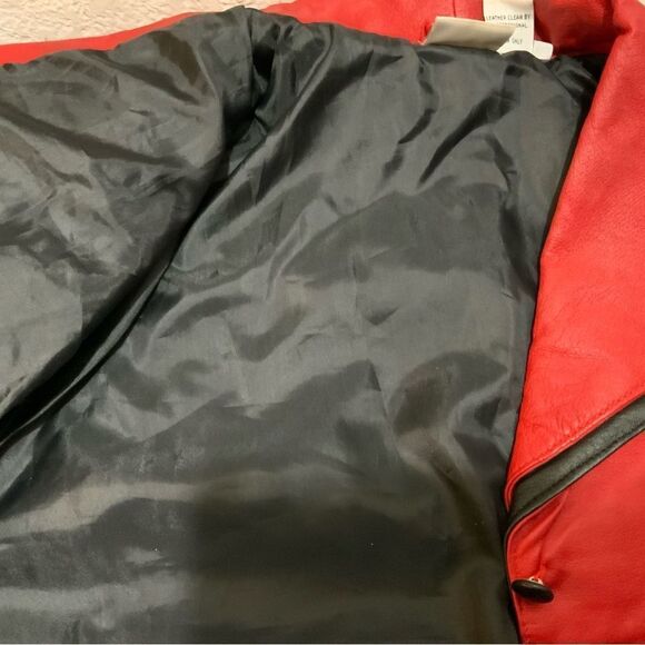 Vintage Styleworks Red Leather Cropped Jacket  Styleworks Size 14 - Picture 11 of 14